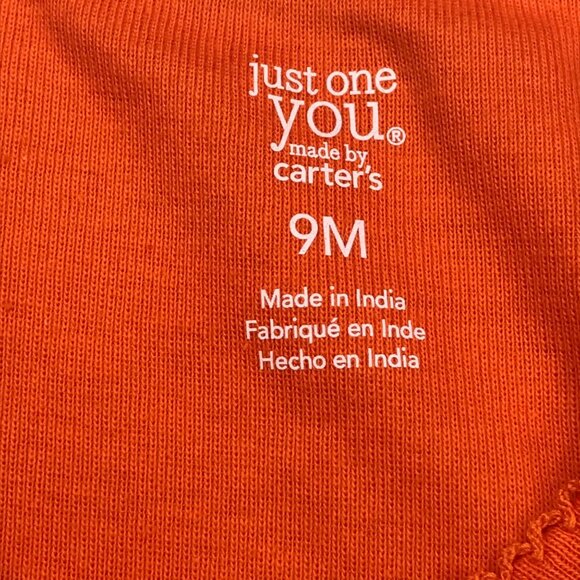 Just One You by Carter’s Girls 9 Month 1 Piece Pumpkin Sleeper New Without Tags - Picture 3 of 14